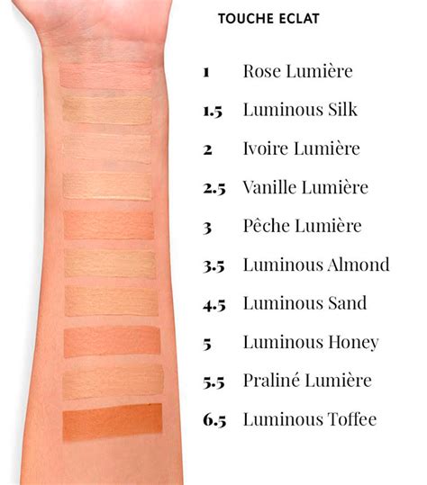 ysl highlight|ysl touche eclat colour chart.